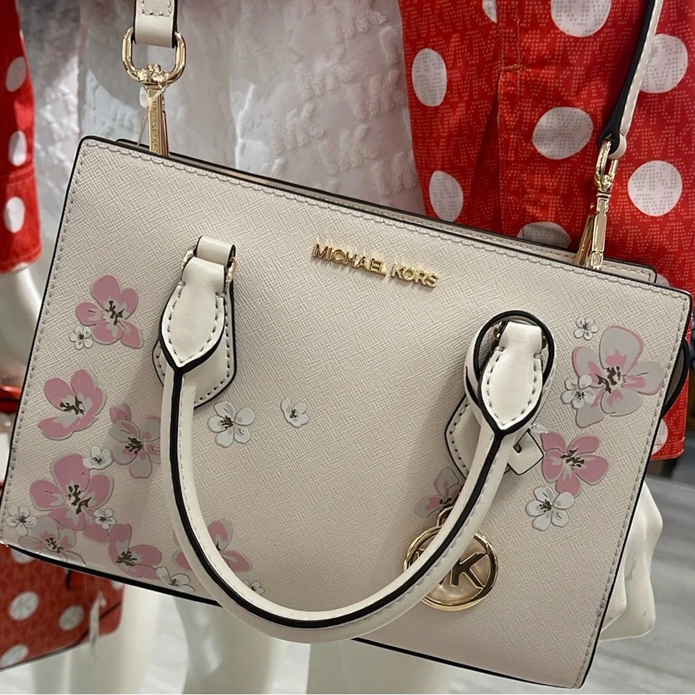 Michael Kors Sheila Small Central Zip Floral Embellished Satchel Crossbody NWT - Picture 14 of 16